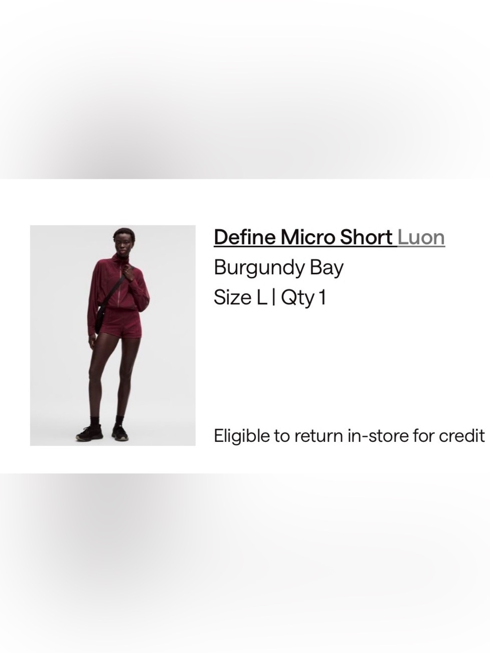 ✨ Lululemon Define Micro Short Luon| Burgundy Bay| Size L